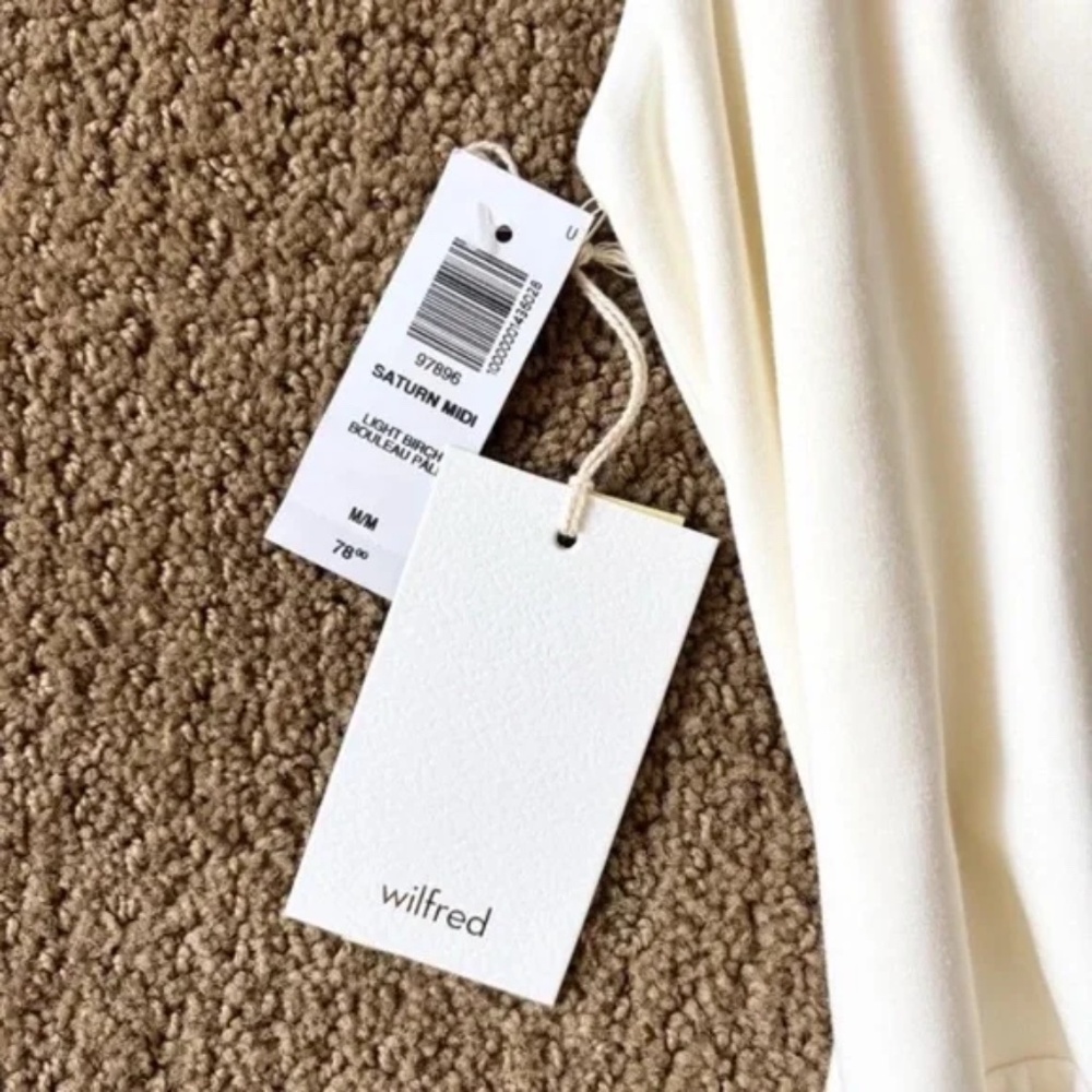 Wilfred NWT Aritzia Saturn Midi Dress Light Birch Medium M - Picture 4 of 5